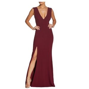 Dress the Population - Sandra Plunge Crepe Gown